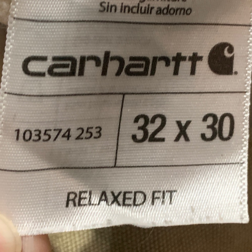 Carhartt 103574 253 Relaxed Fit Cargo Work Pants Mens 32x30 Tan Canvas Stained - Picture 13 of 15